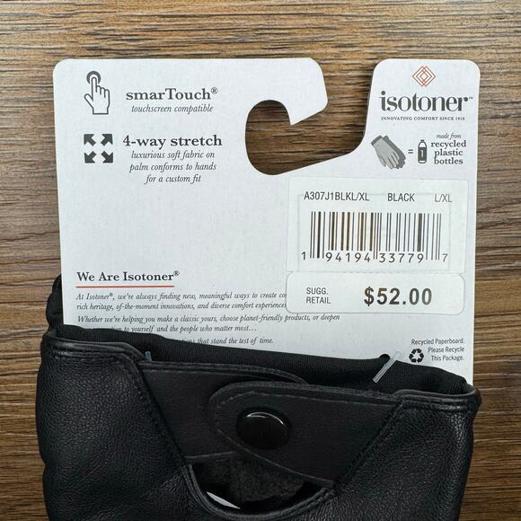 Isotoner smartDri black gloves touchscreen compatible women L / XL snap closure - Picture 4 of 7